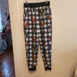 Plaid Dog-Print Lounge Pajama Pants - Blue/Gray